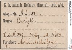Etiketten zu Beryll (NHMW-MIN-Af814)